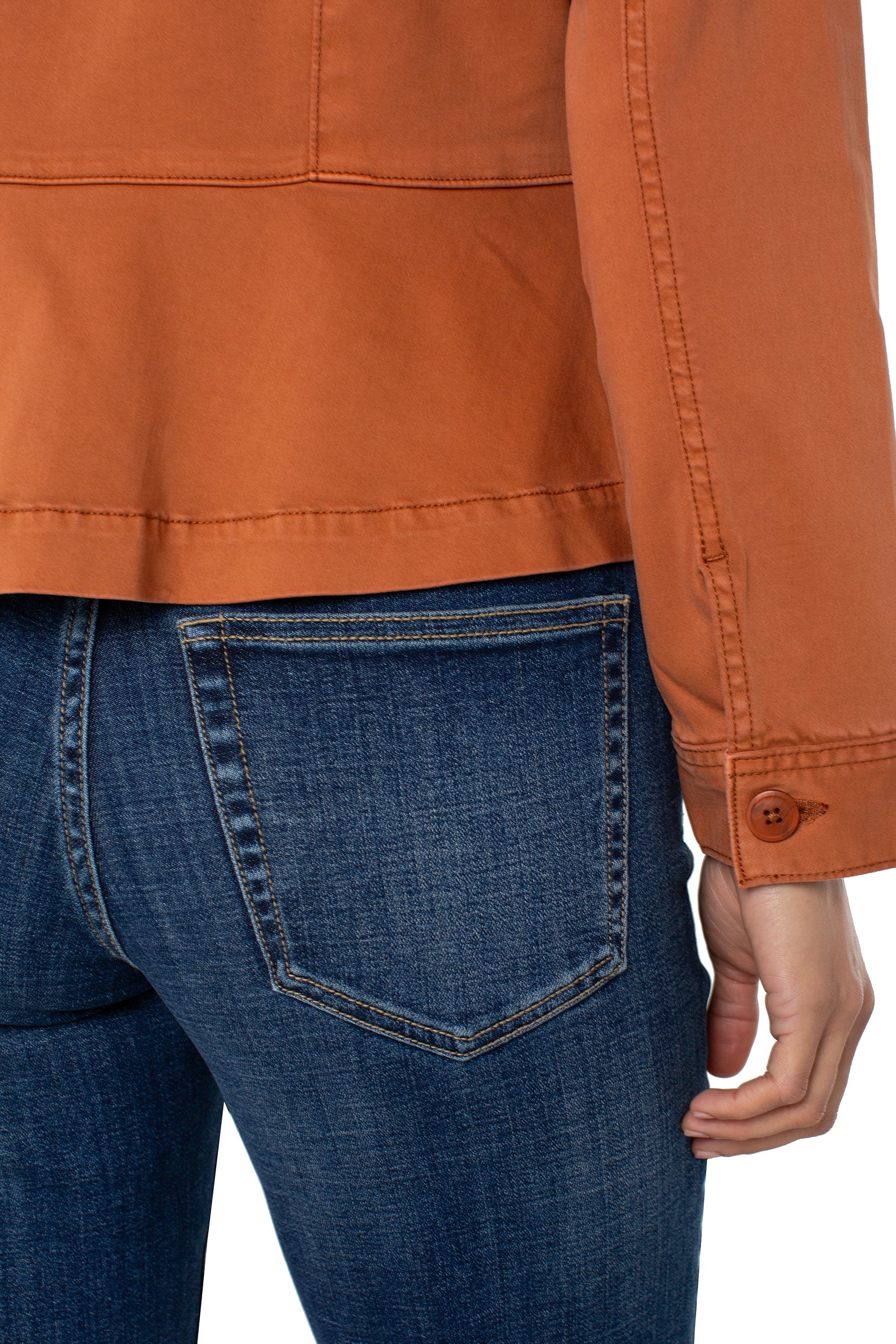 Liverpool Peplum Hem Trucker Jacket at Ooh La La! in Grapevine TX 76051