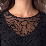 Liverpool Long Sleeve Layered Mesh Top in black at ooh la la! in Grapevine TX 76051