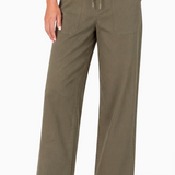 Liverpool High Rise Crop Trouser with Drawstring in Olive Green at ooh la la! in Grapevine TX 76051