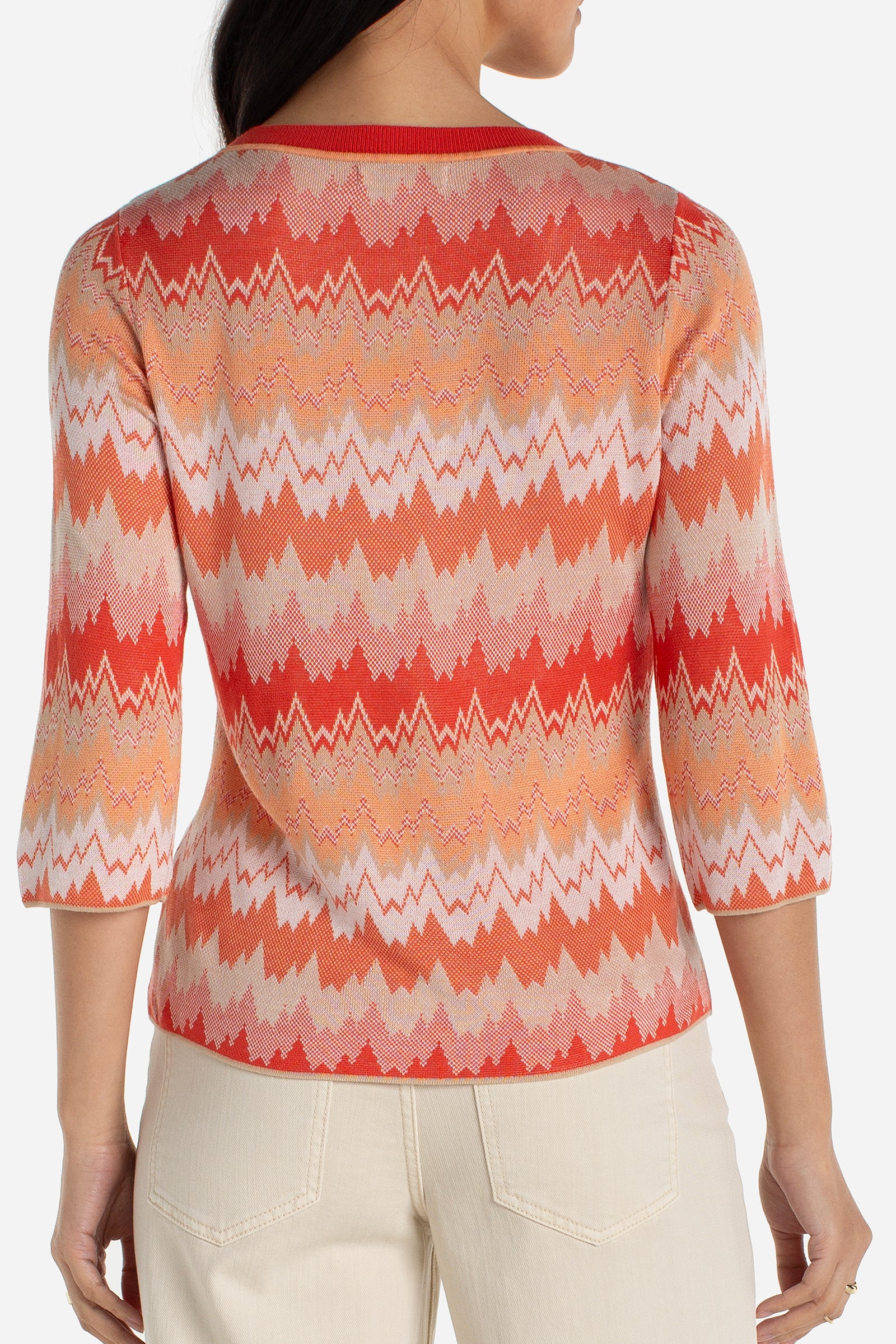 Liverpool 3/4 Sleeve V Neck Chevron Sweater at ooh la la! in Grapevine TX 76051