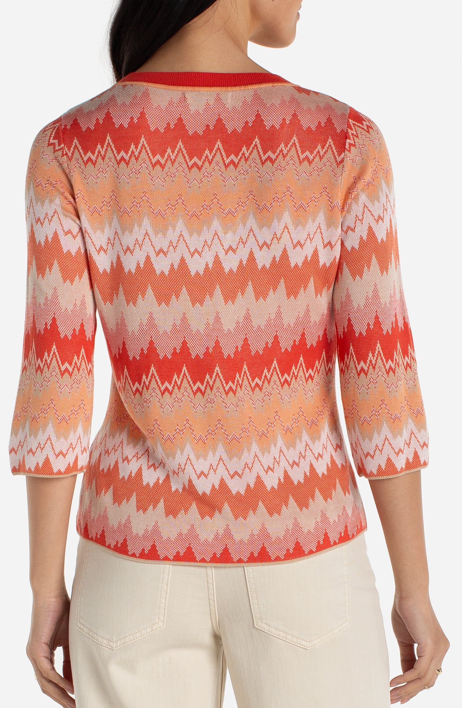 Liverpool 3/4 Sleeve V Neck Chevron Sweater at ooh la la! in Grapevine TX 76051