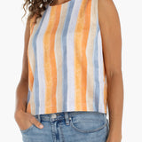 Liverpool Los Angeles, striped shell top, sleeveless blouse, linen look top, stretch woven top, women's summer fashion, button back top, coastal style, LM8K44MLP30, breathable summer shirt.
ooh la la! in Grapevine TX 76051