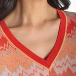 Liverpool 3/4 Sleeve V Neck Chevron Sweater at ooh la la! in Grapevine TX 76051