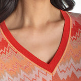 Liverpool 3/4 Sleeve V Neck Chevron Sweater at ooh la la! in Grapevine TX 76051