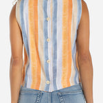 Liverpool Los Angeles, striped shell top, sleeveless blouse, linen look top, stretch woven top, women's summer fashion, button back top, coastal style, LM8K44MLP30, breathable summer shirt.
ooh la la! in Grapevine TX 76051