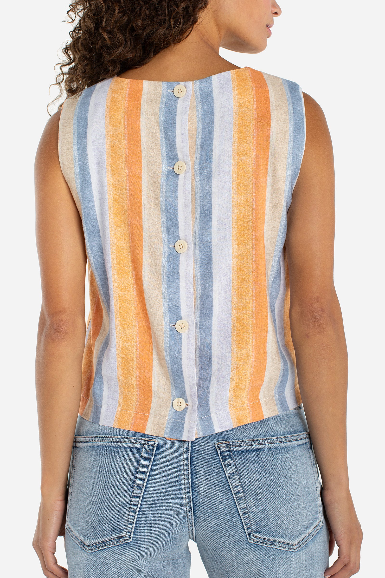 Liverpool Los Angeles, striped shell top, sleeveless blouse, linen look top, stretch woven top, women's summer fashion, button back top, coastal style, LM8K44MLP30, breathable summer shirt.
ooh la la! in Grapevine TX 76051