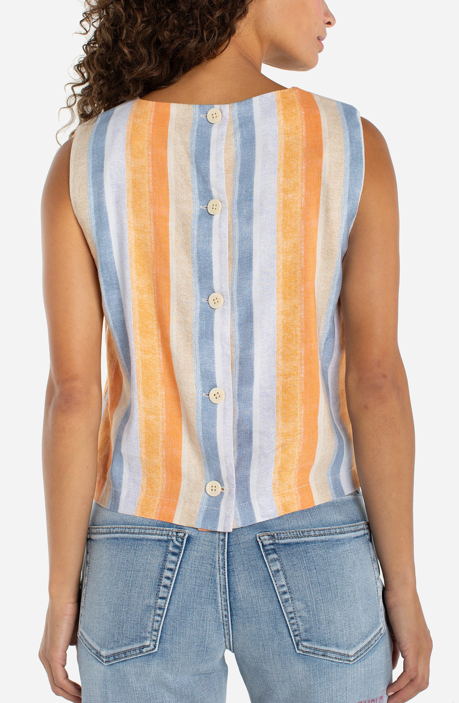 Liverpool Los Angeles, striped shell top, sleeveless blouse, linen look top, stretch woven top, women's summer fashion, button back top, coastal style, LM8K44MLP30, breathable summer shirt.
ooh la la! in Grapevine TX 76051