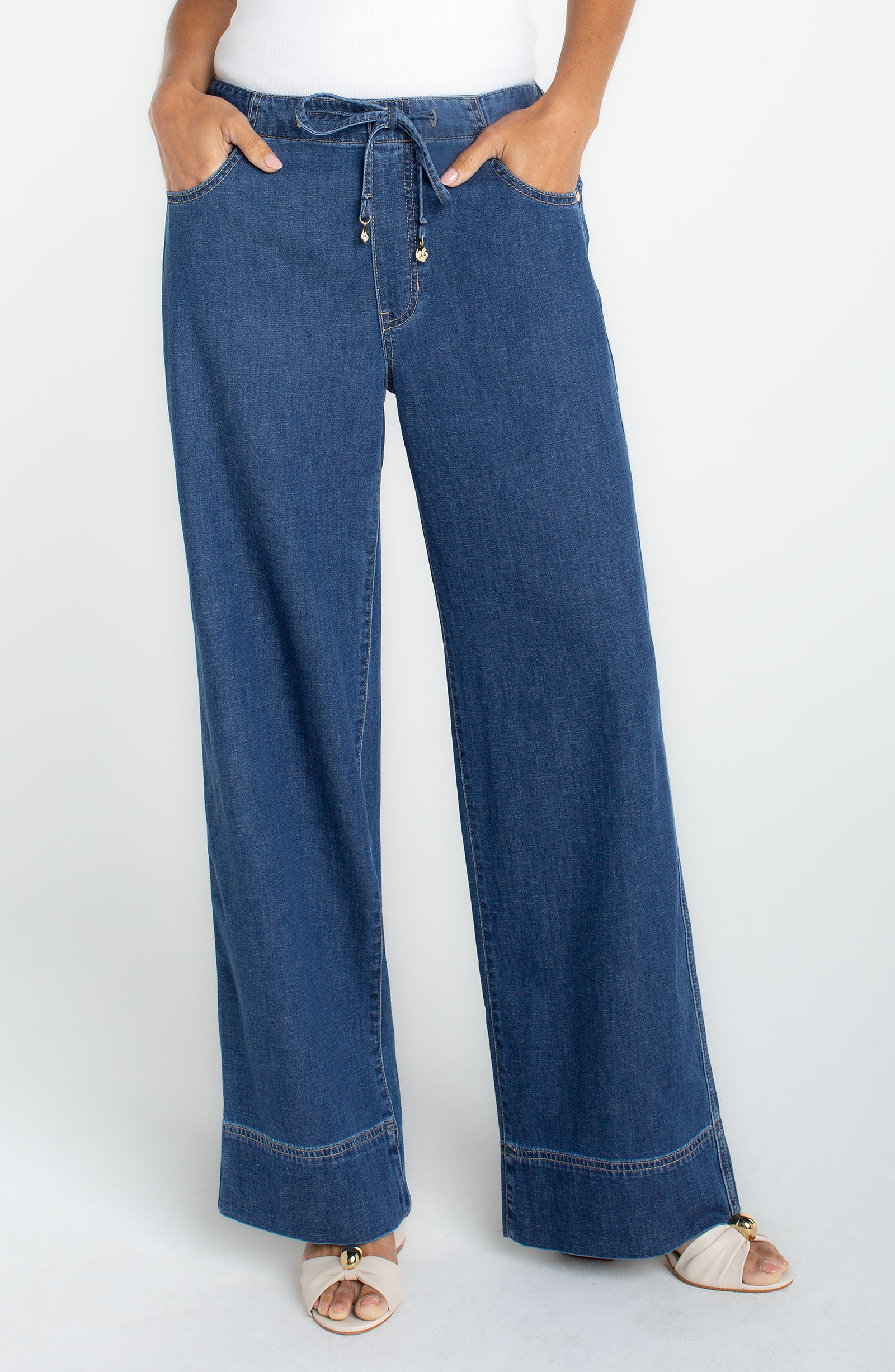 Liverpool Tie Waist Wide Leg Jeans at ooh la la! in Grapevine TX 76051