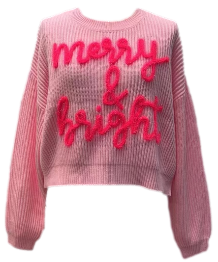 Queen of Sparkles Neon Pink Merry & Bright Sweater at ooh la la! in Grapevine TX 76051