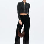 Mid Rise Sequin Wide Leg Jeans in black at ooh la la! in Grapevine TX 76051