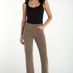 Liverpool Kennedy Straight Jeans with Wide Hem - Khaki Abstract Animal at ooh la la! in Grapevine TX 76051