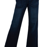 Liverpool Los Angeles, wide leg jeans, patch pocket denim, high rise wide leg, women's designer jeans, indigo wide leg, soft denim, modal cotton jeans, comfortable trousers at ooh la la! in Grapevine TX 76051