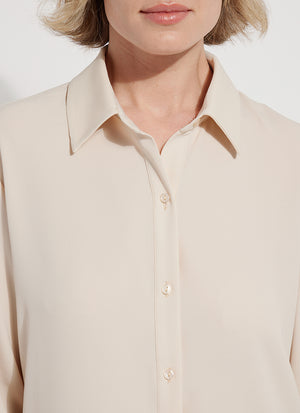 Lysse Parker Button Down Shirt in Light Almond at ooh la la! in Grapevine TX 76051
