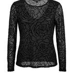Liverpool Long Sleeve Layered Mesh Top in black at ooh la la! in Grapevine TX 76051