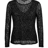 Liverpool Long Sleeve Layered Mesh Top in black at ooh la la! in Grapevine TX 76051