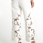 Liverpool Stride Wide Leg Jeans with Floral Cutwork- Ivory Bloom at ooh la la! in Grapevine TX 76051