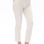 Off-white jeans, mid-rise straight leg, raw hem denim, women’s stretch jeans, cropped straight jeans, white denim trousers, chic casual wear. at ooh la la in Grapevine TX 76051