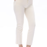 Off-white jeans, mid-rise straight leg, raw hem denim, women’s stretch jeans, cropped straight jeans, white denim trousers, chic casual wear. at ooh la la in Grapevine TX 76051