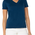 Liverpool Short Sleeve V-Neck Tee in celestial blue at ooh la la! in grapevine TX 76051