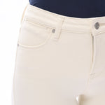 Off-white jeans, mid-rise straight leg, raw hem denim, women’s stretch jeans, cropped straight jeans, white denim trousers, chic casual wear. at ooh la la in Grapevine TX 76051