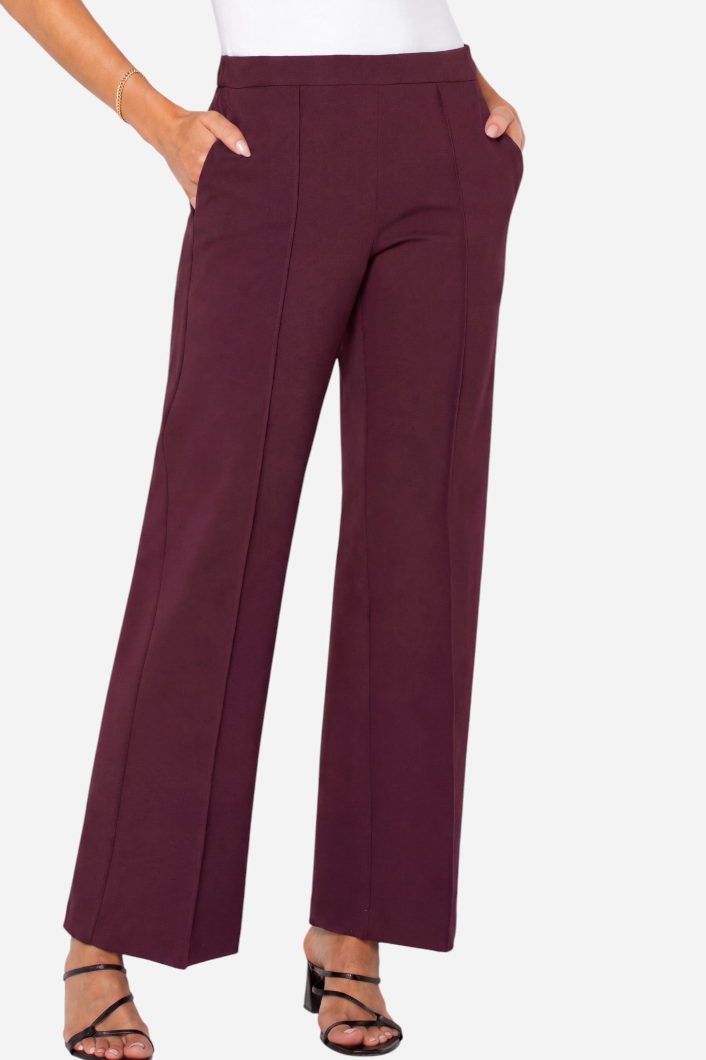 Liverpool Kayla Pull On Wide Leg Trouser in dark oxblood at ooh la la! in Grapevine TX 76051