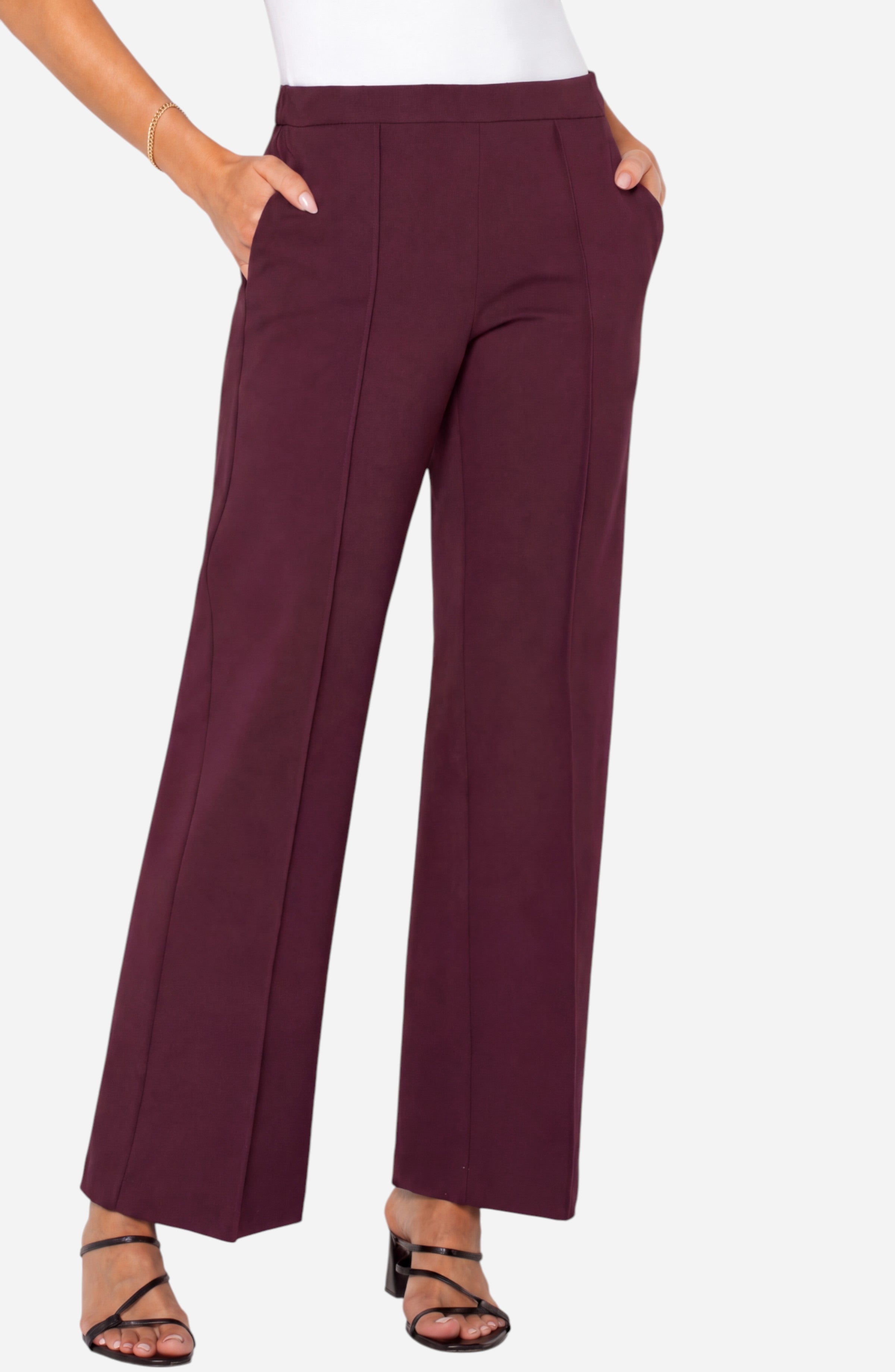 Liverpool Kayla Pull On Wide Leg Trouser in dark oxblood at ooh la la! in Grapevine TX 76051