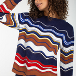 Liverpool Stripe Boat Neck Scallop Hem Sweater at Ooh La La! in Grapevine TX 76051