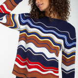 Liverpool Stripe Boat Neck Scallop Hem Sweater at Ooh La La! in Grapevine TX 76051