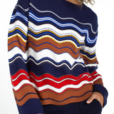 Liverpool Stripe Boat Neck Scallop Hem Sweater at Ooh La La! in Grapevine TX 76051