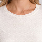 Liverpool 3/4 Sleeve Crew Neck Zig Zag Knit Sweater in french vanilla at ooh la la in Grapevine TX 76051