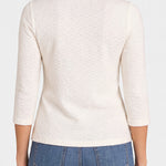 Liverpool 3/4 Sleeve Crew Neck Zig Zag Knit Sweater in french vanilla at ooh la la in Grapevine TX 76051