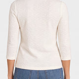 Liverpool 3/4 Sleeve Crew Neck Zig Zag Knit Sweater in french vanilla at ooh la la in Grapevine TX 76051