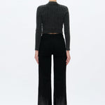 Mid Rise Sequin Wide Leg Jeans in black at ooh la la! in Grapevine TX 76051