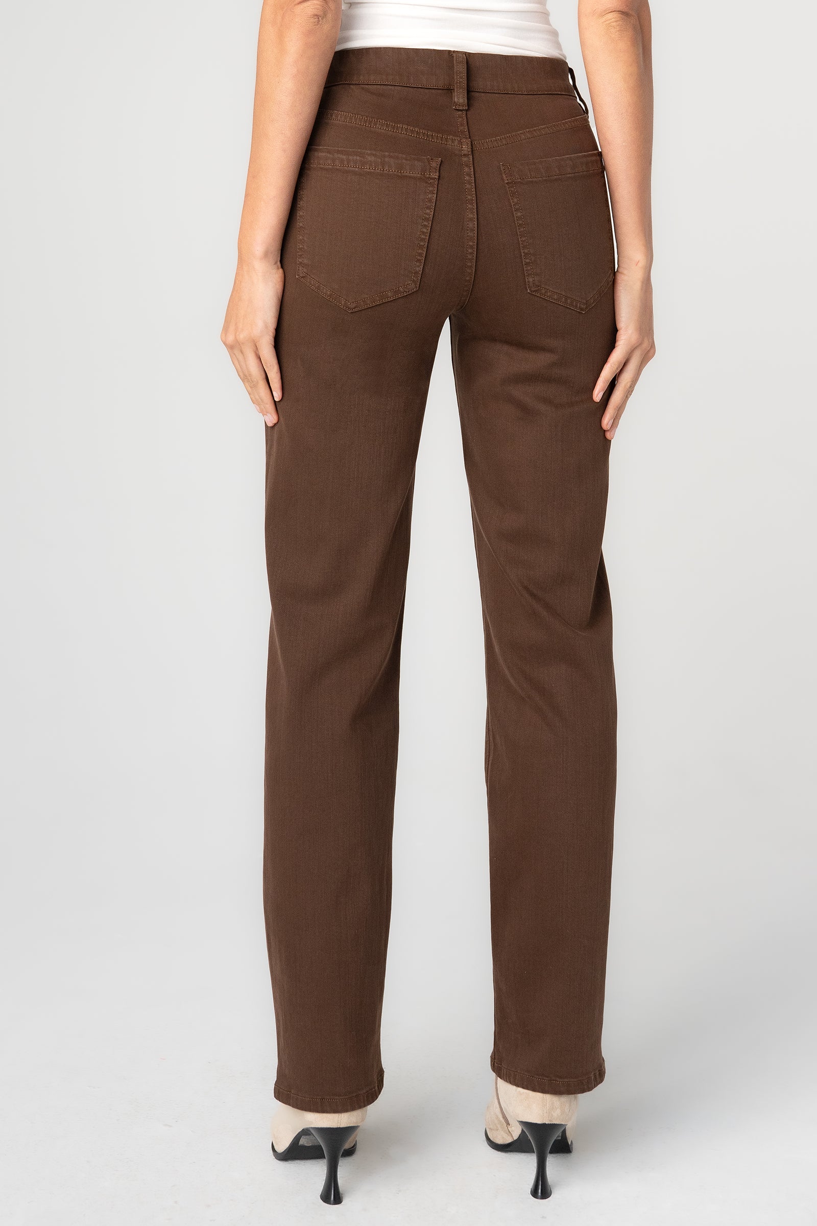 Liverpool Kennedy Comfort Waist Straight Jeans in carob brown at ooh la la! in Grapevine TX 76051