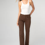 Liverpool Kennedy Comfort Waist Straight Jeans in carob brown at ooh la la! in Grapevine TX 76051