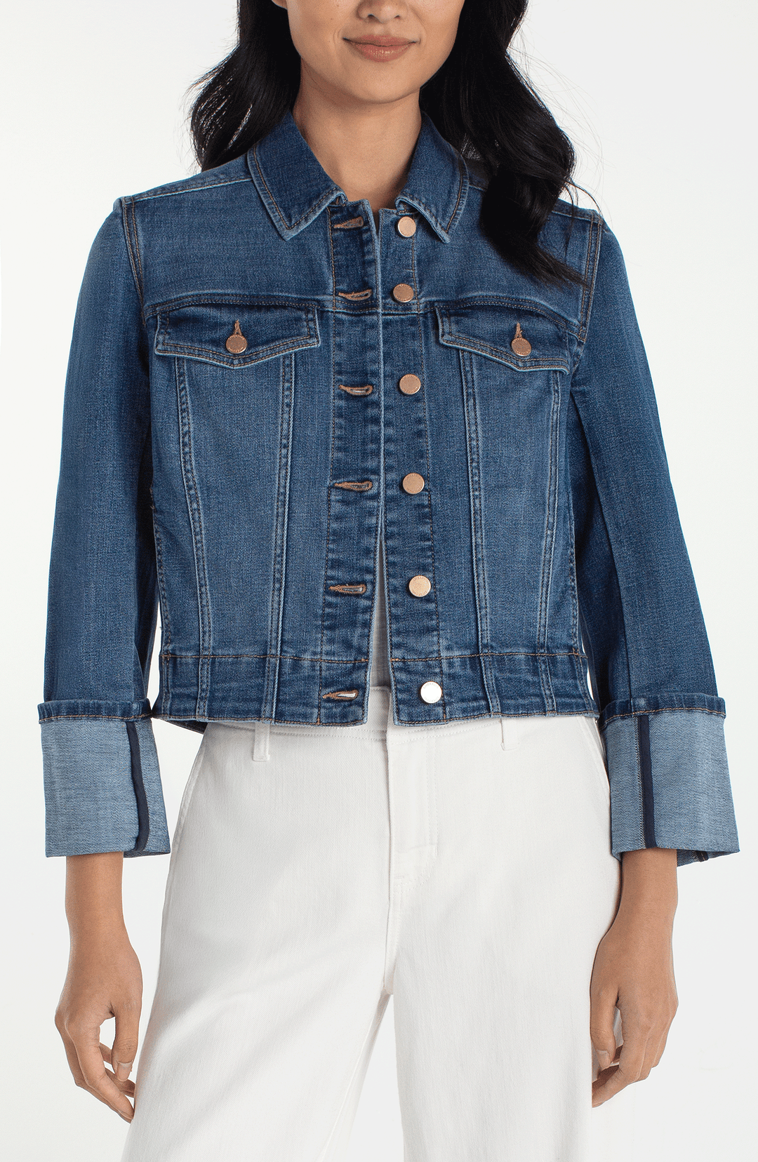 Liverpool Bracelet Length High Cuff Trucker Jacket at ooh la la! in Grapevine TX 76051