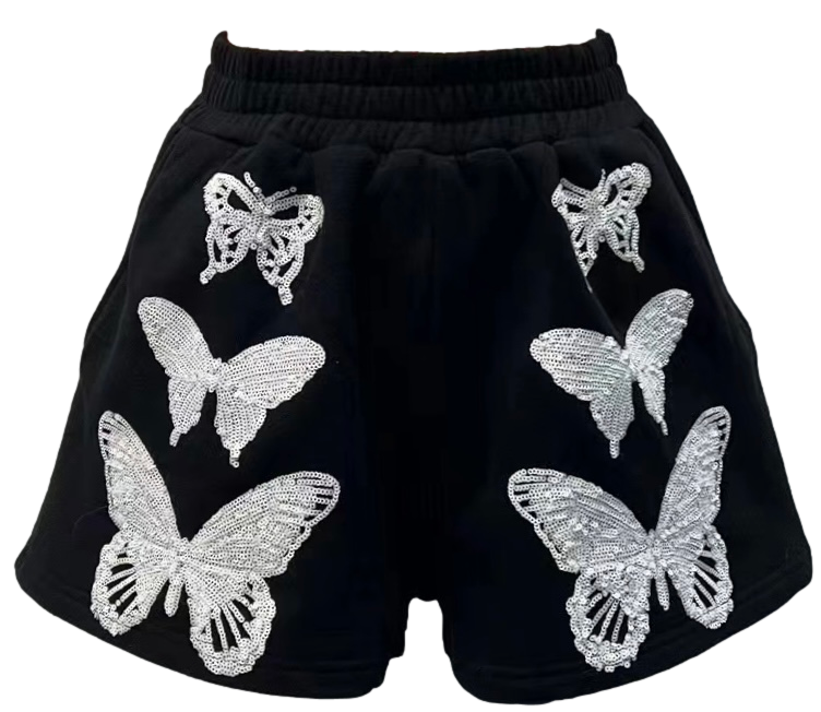 Queen of Sparkles Black & White Butterfly Shorts at ooh la la! in Grapevine TX 76051