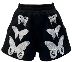 Queen of Sparkles Black & White Butterfly Shorts at ooh la la! in Grapevine TX 76051