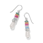 Brighton Vertigo Hues French Wire earrings with multicolor beads and white pearl drops