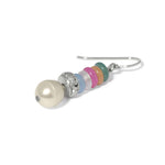 Brighton Vertigo Hues French Wire earring with multicolor gemstone rondelles and cream pearl drop