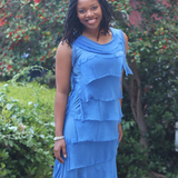 Long Silk Ruffle Dress in Assorted Colors