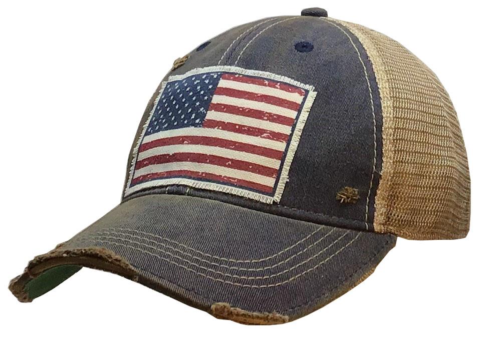 American Flag Distressed Trucker Cap
