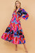 Bright Abstract Print Tiered Midi Dress