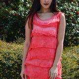 Silk Ruffle dress coral