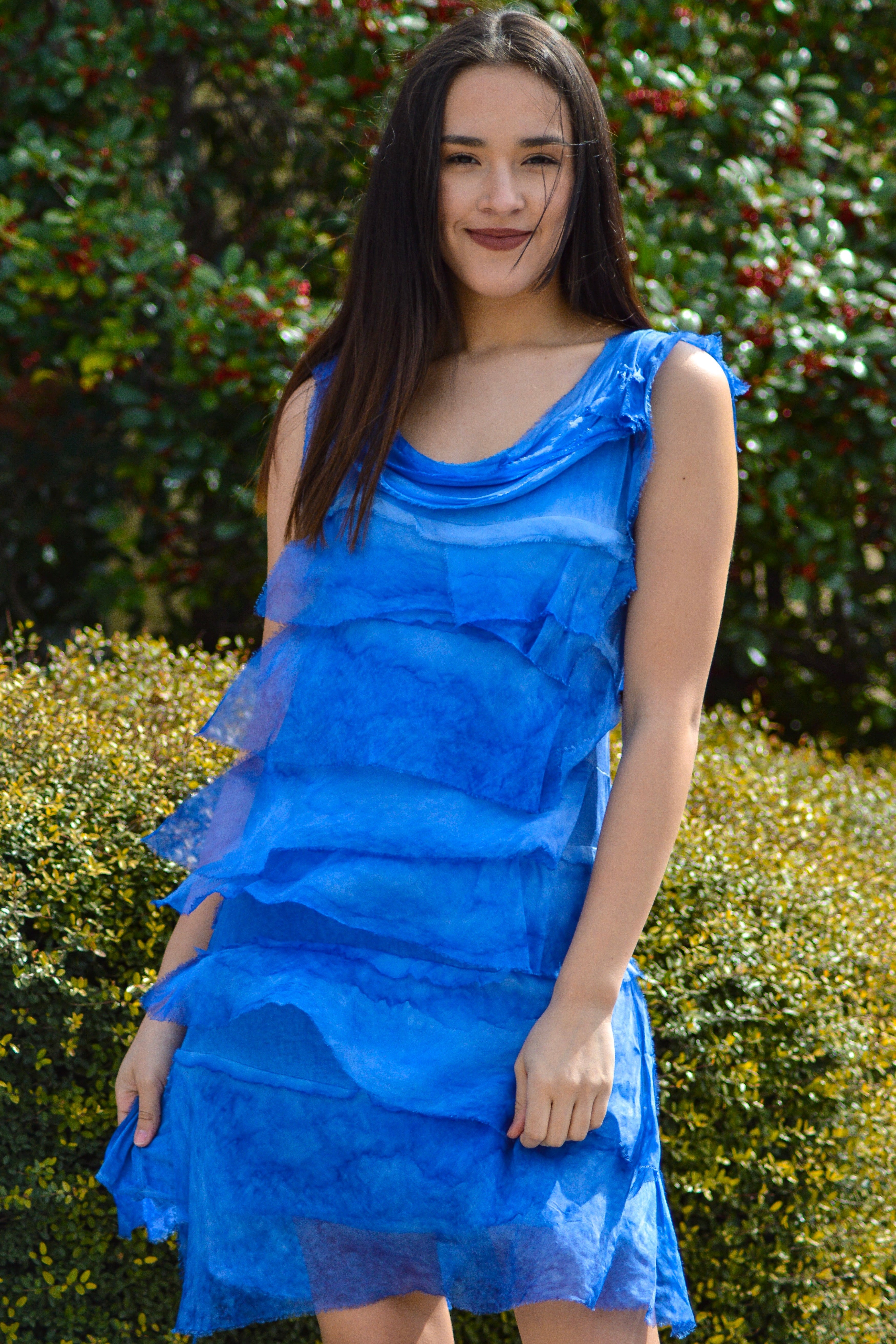 Silk Ruffle Dress in Assorted Colors