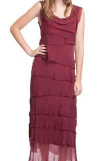 Long Silk Ruffle Dress in Assorted Colors