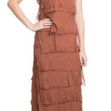 Long Silk Ruffle Dress in Assorted Colors