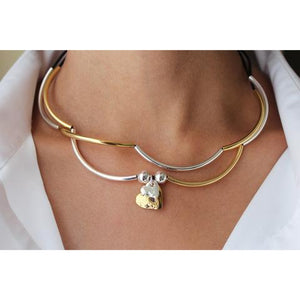 Lizzy James Girlfriend Silver and Gold with Double Heart Charm