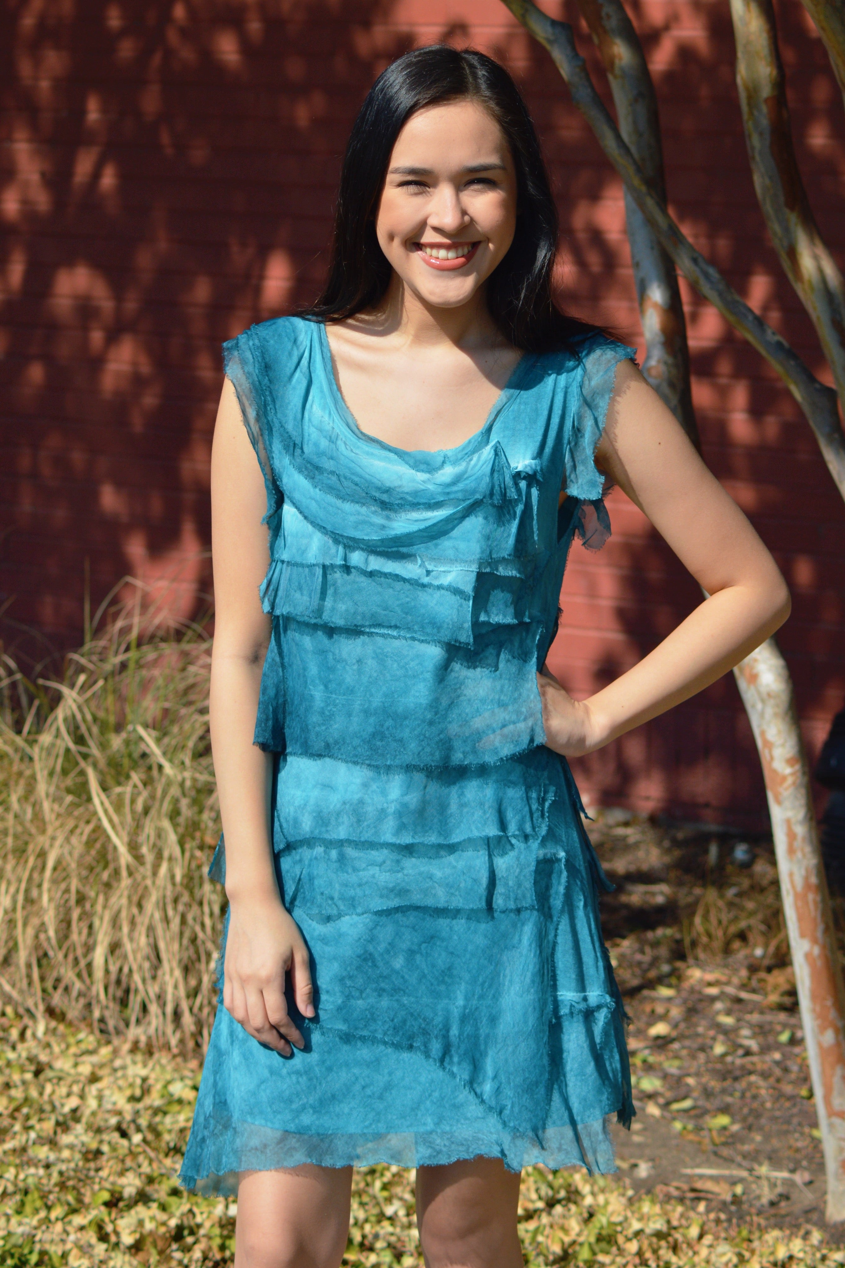 Silk Ruffle Dress in Assorted Colors
