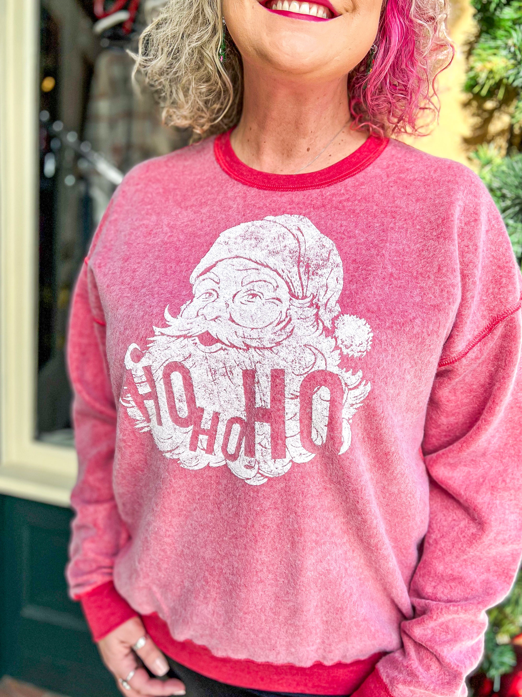 Inverted Christmas Sweatshirt - Santa Ho Ho Ho at ooh la la! in Grapevine TX 76051